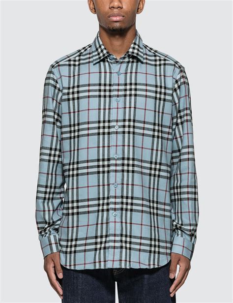 blue checkered burberry shirt|burberry check shirt men's.